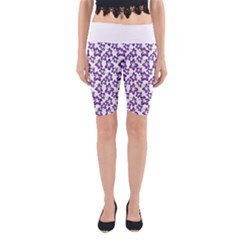 Cute Flowers - Imperial Purple Yoga Cropped Leggings by FashionBoulevard