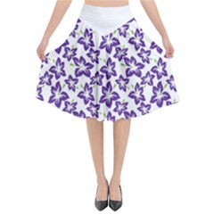 Cute Flowers - Imperial Purple Flared Midi Skirt