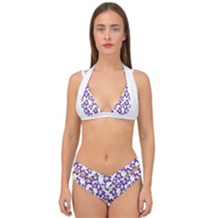 Cute Flowers - Imperial Purple Double Strap Halter Bikini Set by FashionBoulevard