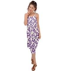 Cute Flowers - Imperial Purple Waist Tie Cover Up Chiffon Dress by FashionBoulevard