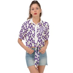 Cute Flowers - Imperial Purple Tie Front Shirt  by FashionBoulevard