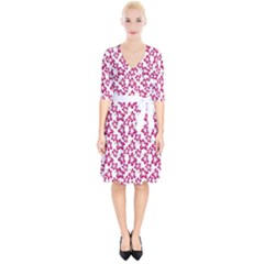 Cute Flowers - Peacock Pink White Wrap Up Cocktail Dress by FashionBoulevard