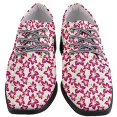 Cute Flowers - Peacock Pink White Women Heeled Oxford Shoes by FashionBoulevard