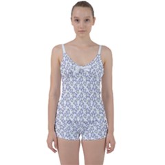 Cute Flowers - Silver Grey Tie Front Two Piece Tankini by FashionBoulevard