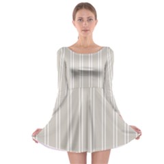 Nice Stripes - Abalone Grey Long Sleeve Skater Dress by FashionBoulevard