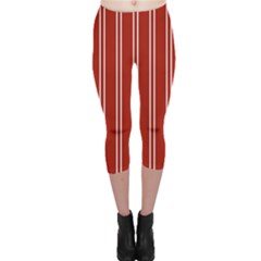 Nice Stripes - Apple Red Capri Leggings  by FashionBoulevard