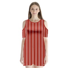 Nice Stripes - Apple Red Shoulder Cutout Velvet One Piece by FashionBoulevard