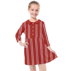 Nice Stripes - Apple Red Kids  Quarter Sleeve Shirt Dress by FashionBoulevard