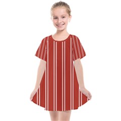 Nice Stripes - Apple Red Kids  Smock Dress