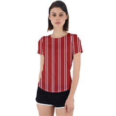 Nice Stripes - Apple Red Back Cut Out Sport Tee by FashionBoulevard