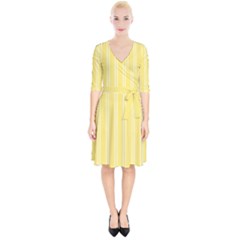 Nice Stripes - Blonde Yellow Wrap Up Cocktail Dress by FashionBoulevard