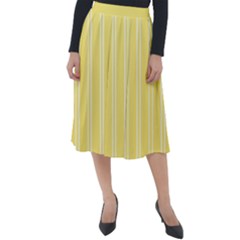 Nice Stripes - Blonde Yellow Classic Velour Midi Skirt  by FashionBoulevard