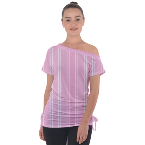 Nice Stripes - Blush Pink Tie-up Tee by FashionBoulevard