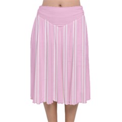 Nice Stripes - Blush Pink Velvet Flared Midi Skirt by FashionBoulevard