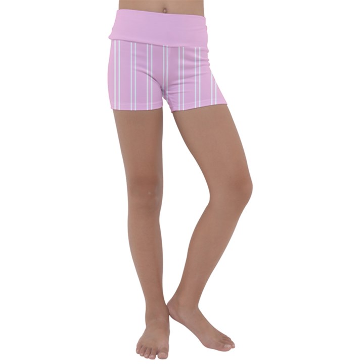 Nice Stripes - Blush Pink Kids  Lightweight Velour Yoga Shorts