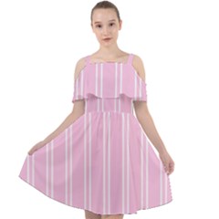 Nice Stripes - Blush Pink Cut Out Shoulders Chiffon Dress by FashionBoulevard