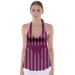 Nice Stripes - Boysenberry Purple Babydoll Tankini Top by FashionBoulevard