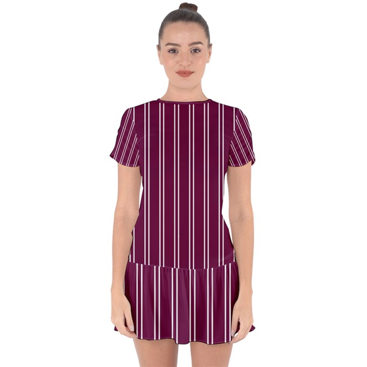 Nice Stripes - Boysenberry Purple Drop Hem Mini Chiffon Dress