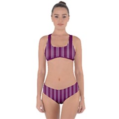 Nice Stripes - Boysenberry Purple Criss Cross Bikini Set by FashionBoulevard