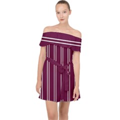 Nice Stripes - Boysenberry Purple Off Shoulder Chiffon Dress by FashionBoulevard