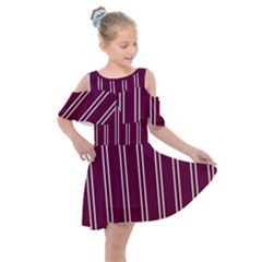 Nice Stripes - Boysenberry Purple Kids  Shoulder Cutout Chiffon Dress by FashionBoulevard