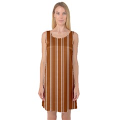 Nice Stripes - Burnt Orange Sleeveless Satin Nightdress by FashionBoulevard