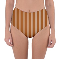 Nice Stripes - Burnt Orange Reversible High-waist Bikini Bottoms by FashionBoulevard