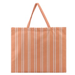 Nice Stripes - Cantaloupe Orange Zipper Large Tote Bag by FashionBoulevard