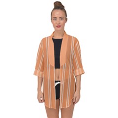 Nice Stripes - Cantaloupe Orange Open Front Chiffon Kimono by FashionBoulevard