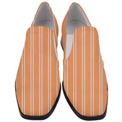 Nice Stripes - Cantaloupe Orange Women Slip On Heel Loafers by FashionBoulevard