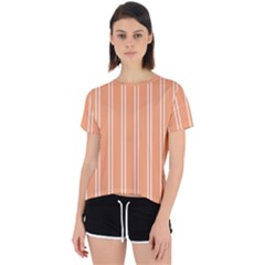 Nice Stripes - Cantaloupe Orange Open Back Sport Tee by FashionBoulevard