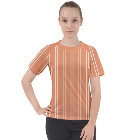 Nice Stripes - Cantaloupe Orange Women s Sport Raglan Tee by FashionBoulevard