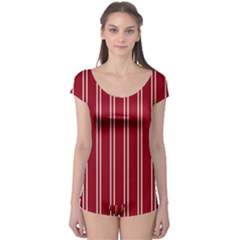 Nice Stripes - Carmine Red Boyleg Leotard  by FashionBoulevard