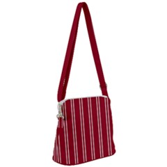 Nice Stripes - Carmine Red Zipper Messenger Bag by FashionBoulevard