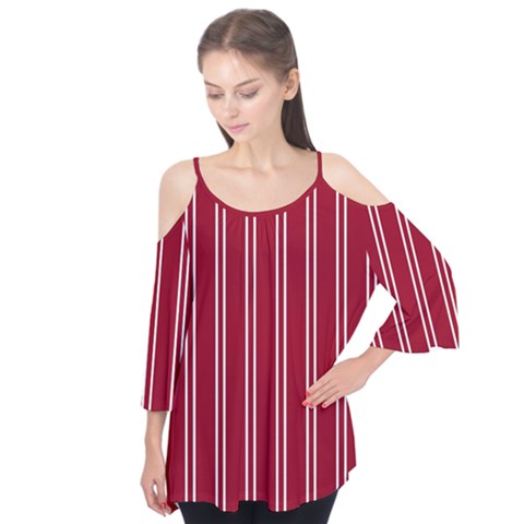 Nice Stripes - Carmine Red Flutter Tees by FashionBoulevard