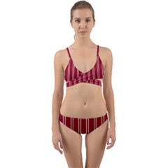 Nice Stripes - Carmine Red Wrap Around Bikini Set