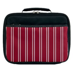 Nice Stripes - Carmine Red Lunch Bag by FashionBoulevard
