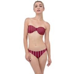 Nice Stripes - Carmine Red Classic Bandeau Bikini Set by FashionBoulevard