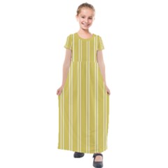 Nice Stripes - Ceylon Yellow Kids  Short Sleeve Maxi Dress by FashionBoulevard