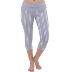 Nice Stripes - Cloudy Grey Capri Yoga Leggings by FashionBoulevard