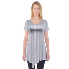 Nice Stripes - Cloudy Grey Short Sleeve Tunic  by FashionBoulevard