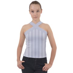 Nice Stripes - Cloudy Grey Cross Neck Velour Top by FashionBoulevard