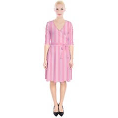 Nice Stripes - Flamingo Pink Wrap Up Cocktail Dress by FashionBoulevard