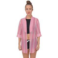 Nice Stripes - Flamingo Pink Open Front Chiffon Kimono by FashionBoulevard