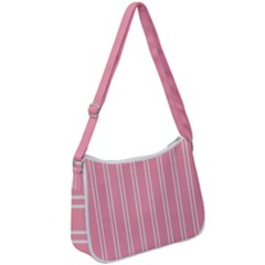 Nice Stripes - Flamingo Pink Zip Up Shoulder Bag by FashionBoulevard