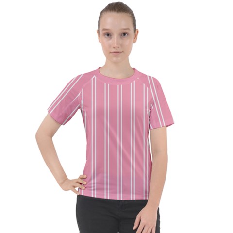 Nice Stripes - Flamingo Pink Women s Sport Raglan Tee by FashionBoulevard