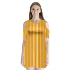 Nice Stripes - Honey Orange Shoulder Cutout Velvet One Piece by FashionBoulevard