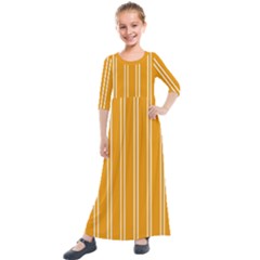 Nice Stripes - Honey Orange Kids  Quarter Sleeve Maxi Dress by FashionBoulevard