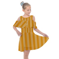 Nice Stripes - Honey Orange Kids  Shoulder Cutout Chiffon Dress by FashionBoulevard