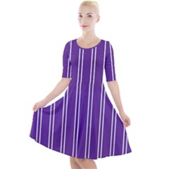 Nice Stripes - Imperial Purple Quarter Sleeve A-line Dress by FashionBoulevard